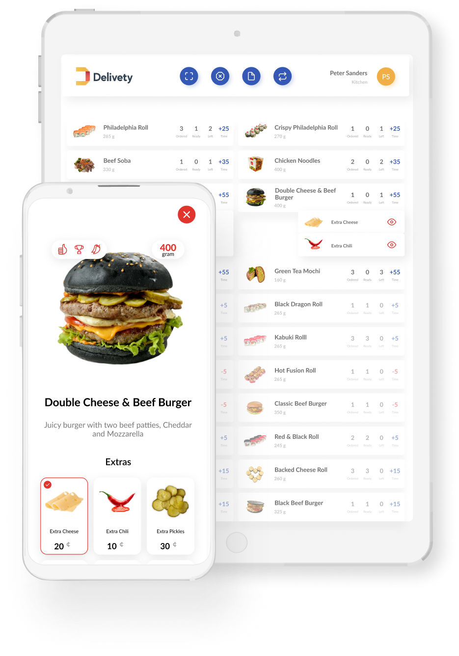 Managing dishes with the Delivety recipe management system